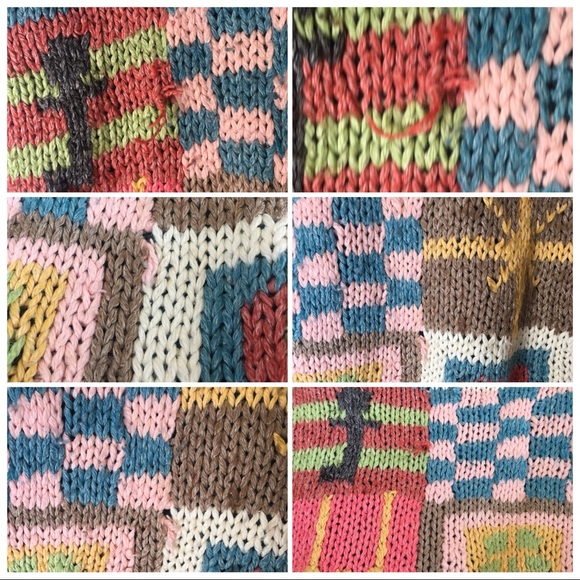 Vintage 80’s multi-colour Hand Knit Sweater XL - Picture 5 of 8